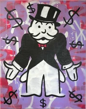 Golden Karats Painting / Monopoly banksy stik Alec M warhol kaws