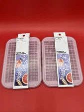 Lot Of 2 Room Essentials- Silicone Crushed Ice Cube Tray With Lid Pink