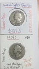 1937-S & 1939S Washington Silver Quarter Look VG+ Semi-Key Tough Dates