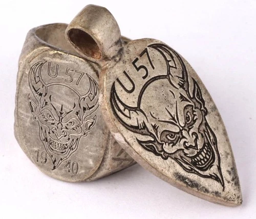 WWII Marine U57 Devil Smile 1940 Pendant U-boat WW2 German ring naval submarine