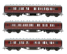BACHMANN 'OO' GAUGE RAKE OF 3 34-252D LMS CRIMSON 57' CK COACHES
