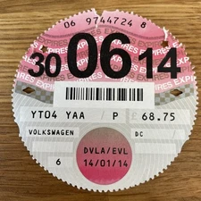 Old Tax Disc June 2014. (DVLA/EVL)