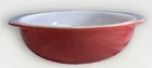Pyrex #024 2 QT Flamingo Pink Casserole Dish Round Glass Handles 1950's Vintage.