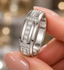 Moissanite Men's Ring 925 Sterling Silver Diamond Look Wedding Size 9