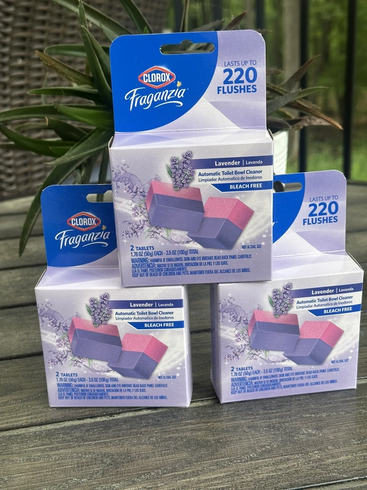 Lote de 3 Cajas Clorox Limpiador Automático Inodoro Lavanda Sin Blanqueador Foto 4 de 4