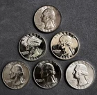 6 Washington Silver Quarters BU Proof Lot 1954-1963 90% R89