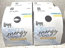 4 Pair Leggs Sheer Energy Compression Tights Light Support Leg Jet Black B 97960