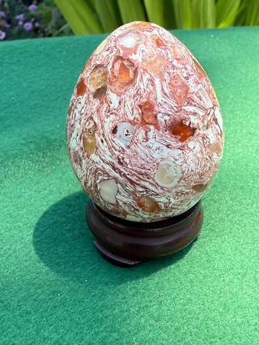 Mexican Fire Opel Egg Solid Stone Stone Egg Decor Polished - Picture 2 of 4