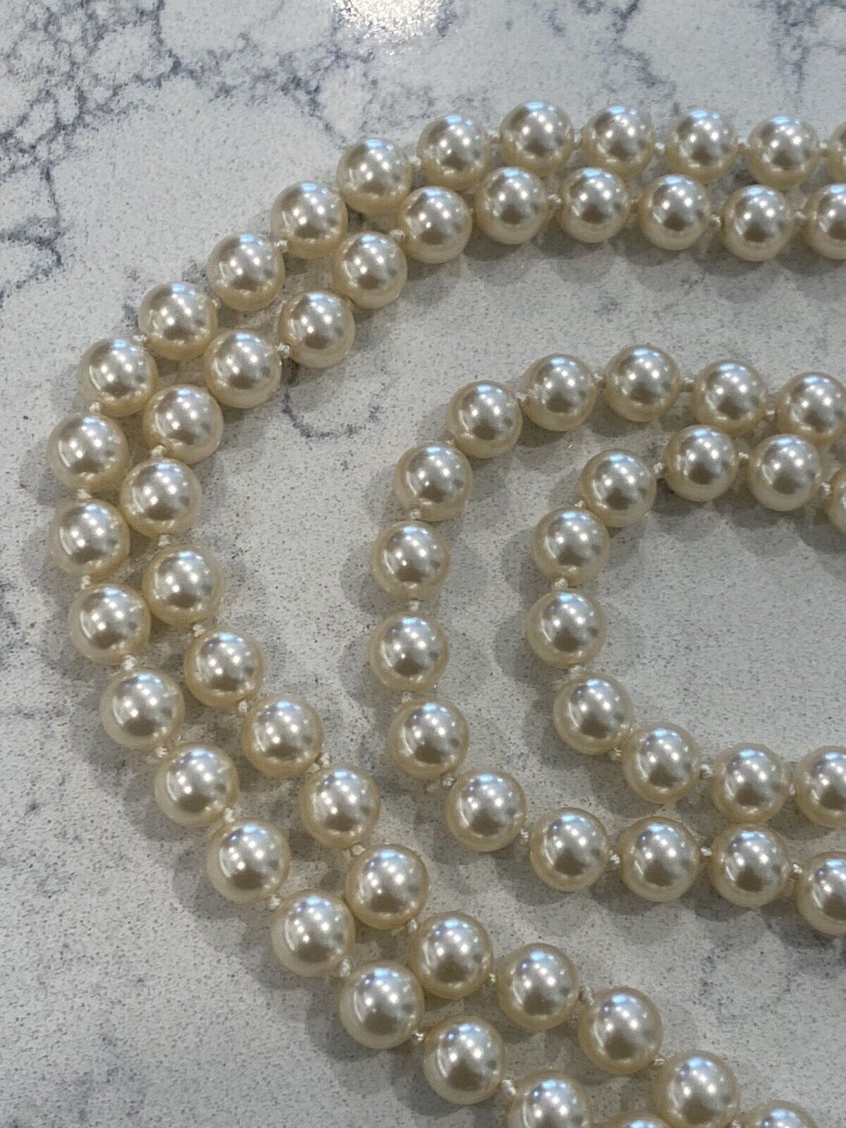 Pearl Necklace Long Faux White Beautiful Pearl Ne… - image 7