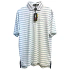 RLX Polo Ralph Lauren White Green Stripe Short Sleeve Wicking Shirt UPF 50+ $98