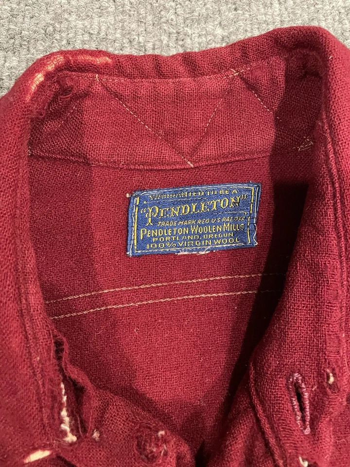 Vintage Pendleton Shirt Mens Size L Red 100% Virgin Wool Elbow Pads Made USA KE6 - Image 2 of 4