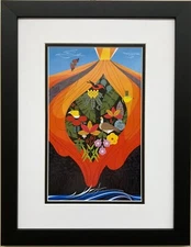 Charley Harper "Hawaii Volcanoes"  Custom Framed Art Print, Birds