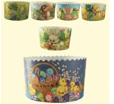 Backform für Osterkuchen 5er Set Kinder  D-13cm, D-9cm Panettone Einwegform