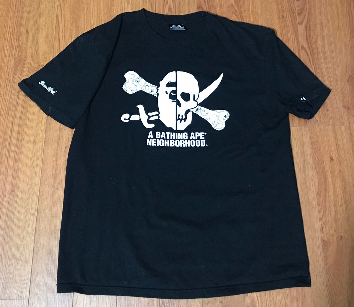 Men's A Bathing Ape Neighborhood Black T Shirt From Japan Men's A Bathing Ape Neighborhood Black T Shirt From Japan