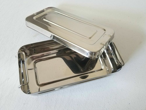 Bandeja de herramientas de perforación corporal instrumentos médicos con tapa de acero inoxidable de 8""x4""x2 - Imagen 2 de 3