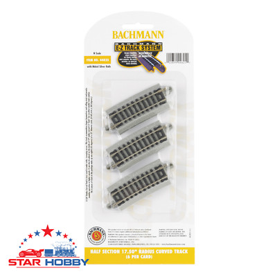 BACHMANN 44825 HALF SECTION 17.50'' RADIUS CURVED TRACK - N SCALE (6 pcs)