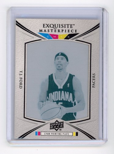 TJ FORD 2008-09 Upper Deck UD Exquisite #39 CYAN BLUE PRINTING PLATE 1/1