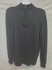 Untuckit Sweater Size L Black Long Sleeve Quarter Zip Merino Wool Men's
