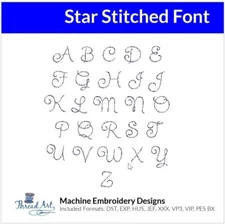 Threadart Machine Embroidery Design Star Stitched BX Font Alphabet Loaded on USB