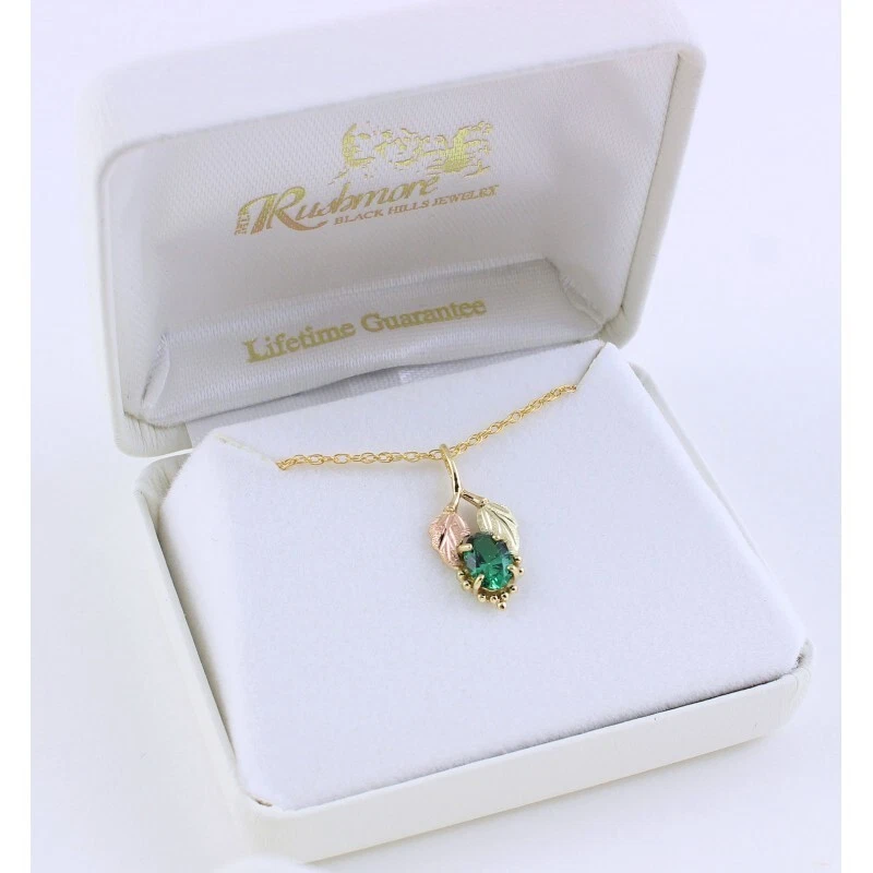 Colgante Hoja Oro 10K Black Hills con Esmeralda Soude ENVÍO RÁPIDO Foto 2 de 2