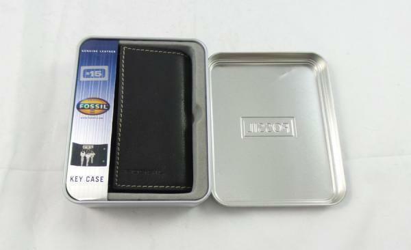 Boxed Fossil Key Case - Mens Leather Key Case - Black (ML