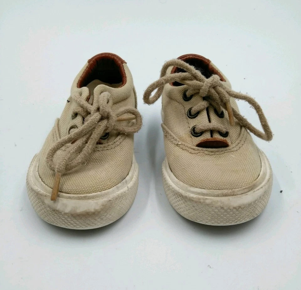 Zapatos de bebé POLO por Ralph Lauren talla 4 beige EE. UU. lona infantes niños POLO BEBÉ Foto 4 de 4