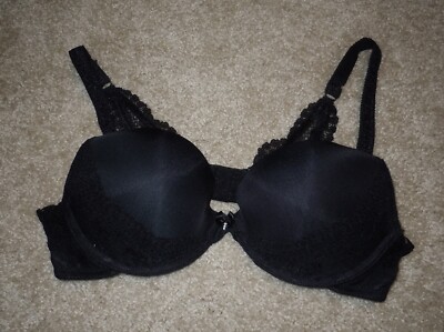 Change Lingerie Charade Black Lace Push Up Bra 34B NWOT
