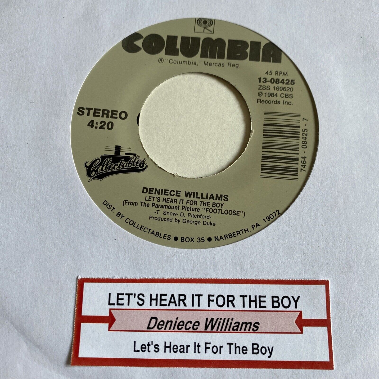 Deniece Williams 45 Let's Hear it for the Boy /Instrumental NEW reissue unplayed