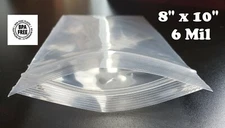 8" x 10" Resealable Plastic Bags Zip Seal 6 Mil Thick Reclosable Top Lock 6Mil