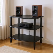 Pangea Audio Vulcan Three Shelf Audio Stereo Rack, Media Stand Black