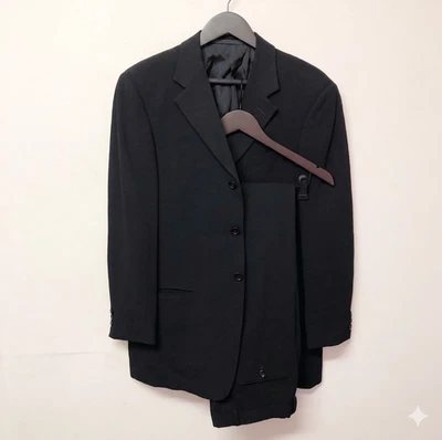 Ensemble costume en laine Armani Collezioni noir 48R vintage rare - Photo 1/4