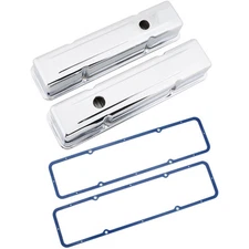 Tall Chrome Valve Covers and Gaskets, Fits Small Block Chevy