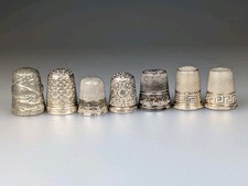 7x Vintage /Antique English & Continental Solid Silver Pewter & Metal Thimbles