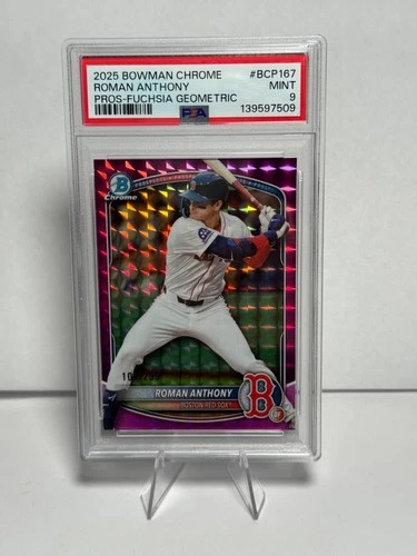 2025 Bowman Chrome Roman Anthony Fuchsia Geometric #'d /299 - PSA 9 MINT