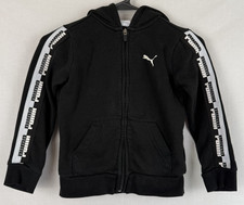 Kids Puma Hoddie Size 6  Full Zip  Logo Sleeves  Black