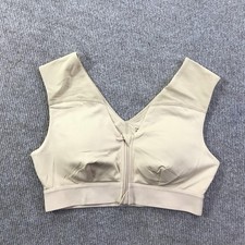 Tommie Copper Sports Bra Womens Medium Beige Front Zip Copper Znergy Support