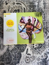 Sun Squad Tropical Palm Leaf Inflatable Swimming Float. Brand New In Box