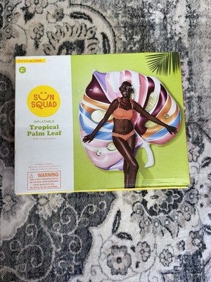 Sun Squad Tropical Palm Leaf Inflatable Swimming Float. Brand New In Box