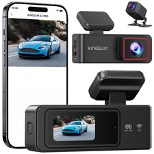 2K Dash Cam Front and Rear with 64GB SD Card, Wireless WiFi Camera Black