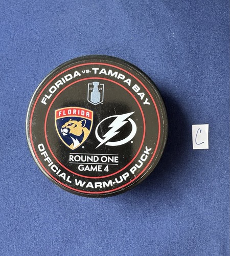 FLA Panthers vs Tampa Bay Lighting Warm Up Puck (C) Playoffs Rd 1 Gm 4