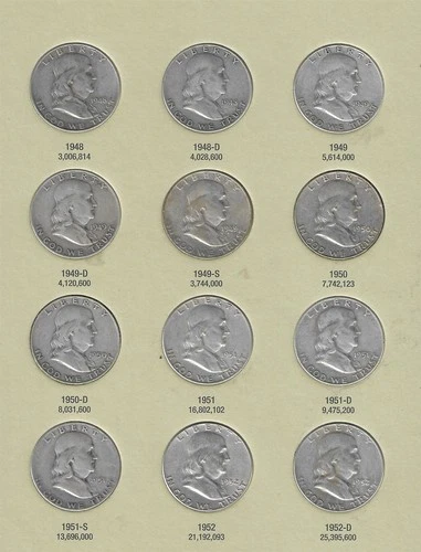 1948-63 P,D,S, Franklin Half Dollar Set *$16.50 Face* "Circ-BU"