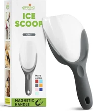 Spring Chef Gray Magnetic Ice Scoop for Freezer - Contoured Translucent 