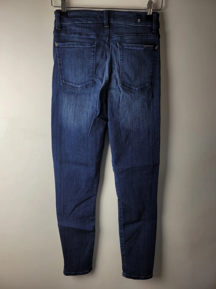 7 For All Mankind Women Size 28 Blue Aubrey Slim Illusion Jeans Smart Casual - Image 2 of 4