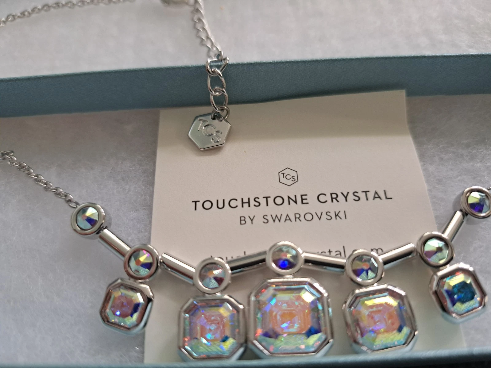 Touchstone Crystal by Swarovski 'Square Up' Necklace 18"