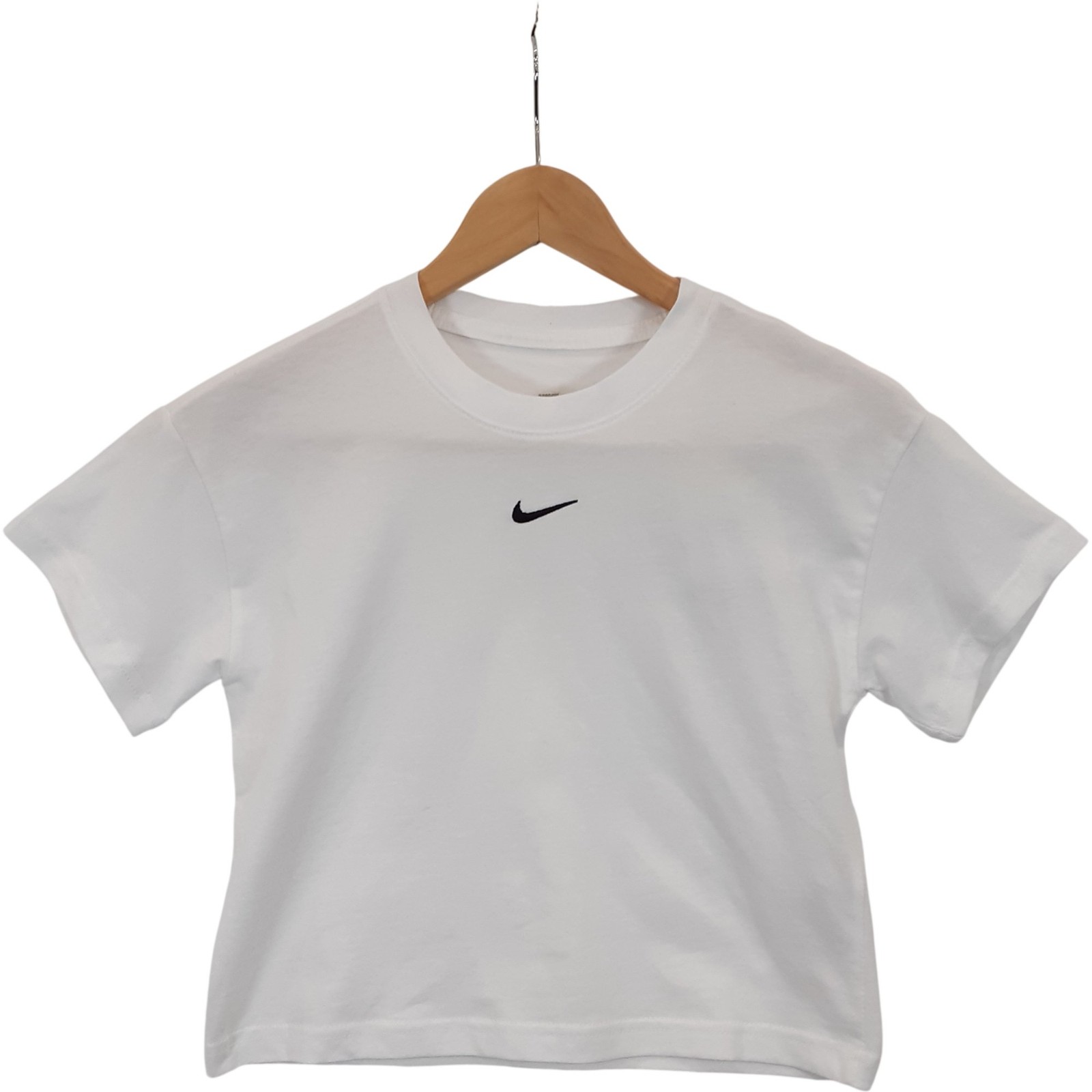 Nike Boxy Tee Size S White Embroidered Logo Cropped Top BNWT Girls' - Preloved