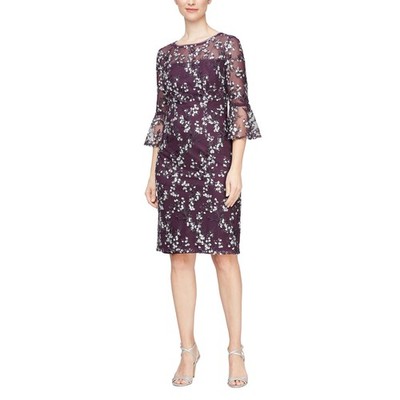 Alex Evenings Women's Short Shift Cocktail Gown with Bell Sleeves, Formal  Eve... | eBay