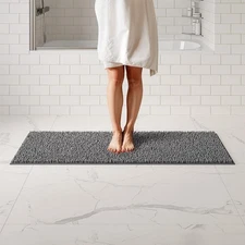 Plush Bathroom Rug 59x21 Absorbent Washable Non Slip Chenille Bath Mat Quick Dry