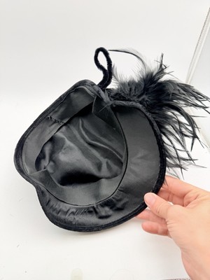 1950s Vintage Black Velvet Satin Cocktail Hat Christine Original Tilt Hat Vintage 1950 main image 3