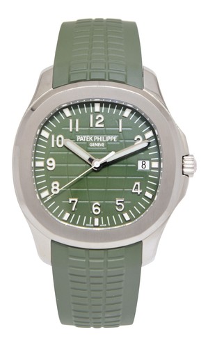 Patek Jumbo Aquanaut 5168 Khaki Green 18k White Gold Watch B/P '22 5168G