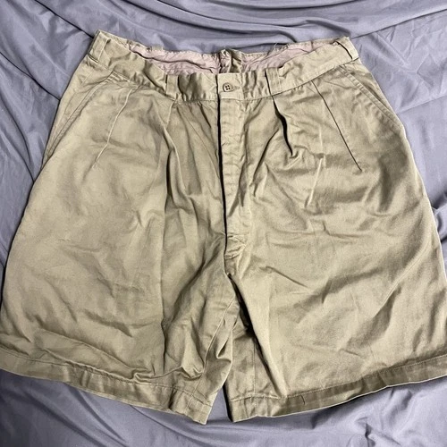 Vintage 60s US Military Shorts Cotton Twill Khaki Uniform Waist 31 Vietnam USA